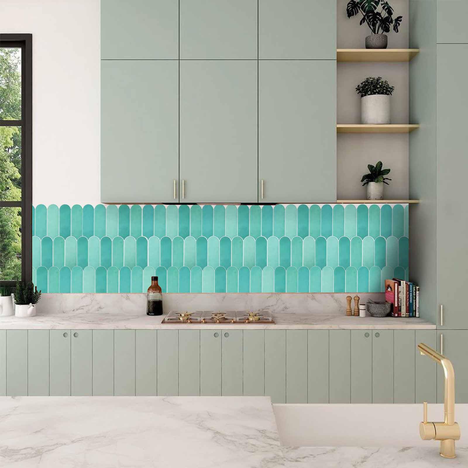 AdoDecor Peel And Stick Backsplash Tiles - 12x12 Self Adhesive Wall Tiles For Kitchen (Dark Blue)