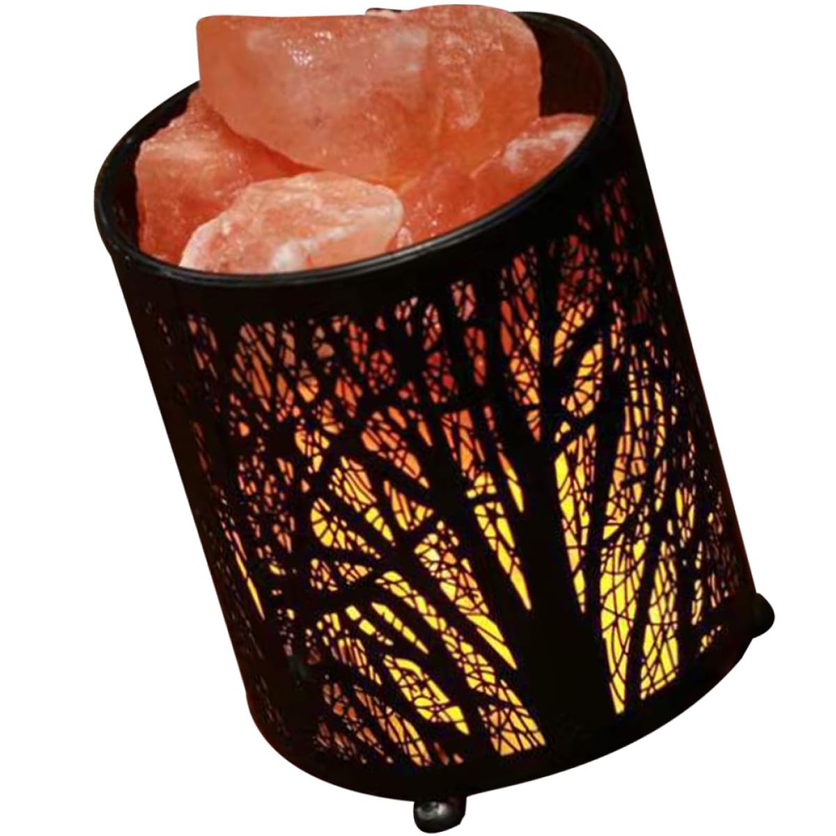 Lampe Décorative en Sel sur Fer, Cylindre Noir, 1 Kit avec Ampoules