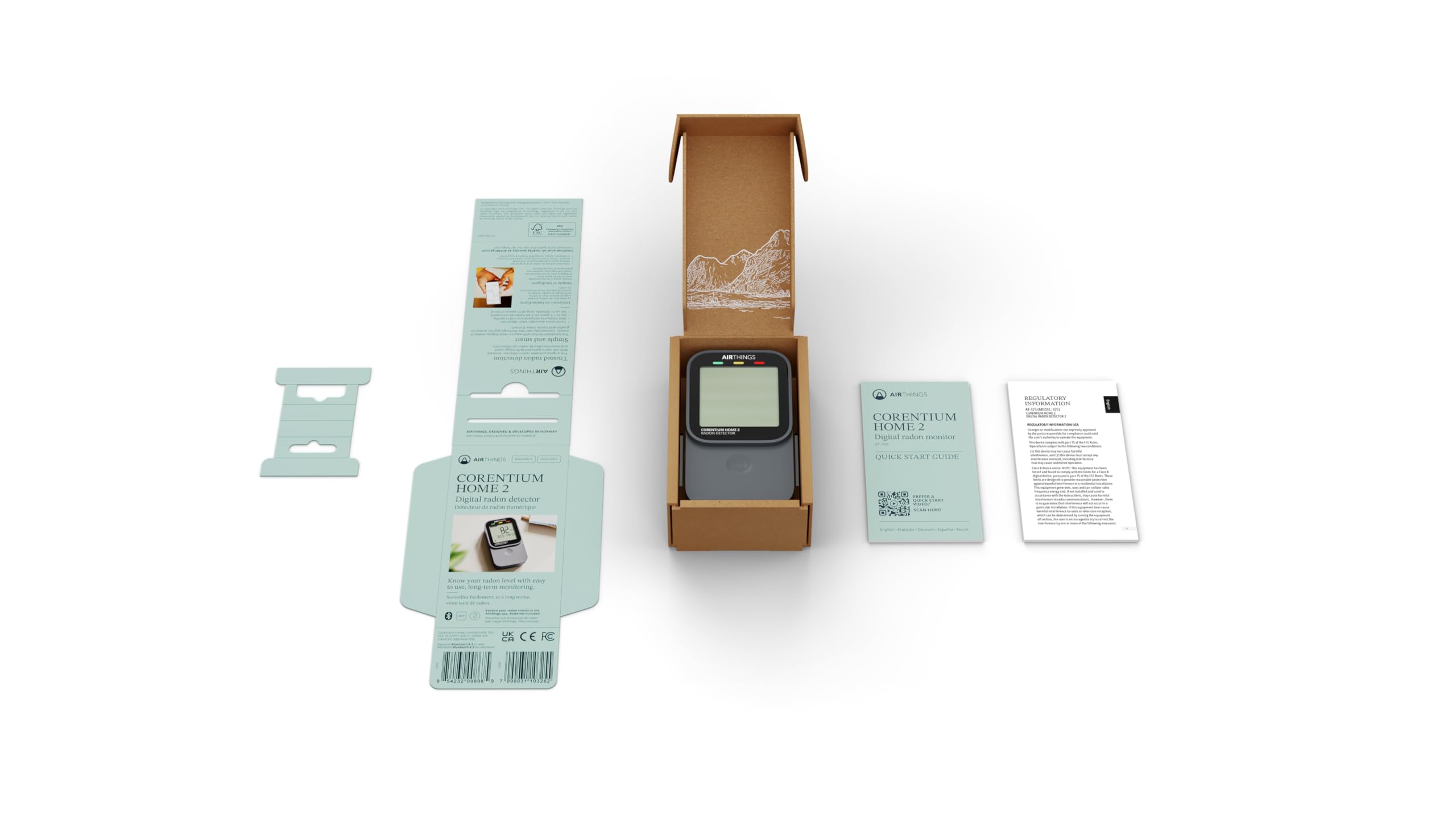 Corentium Home 2 Airthings - Détecteur de Radon numérique Intelligent - Portable et Facile à Utiliser avec connectivité Bluetooth et capteurs d'humidité et de température