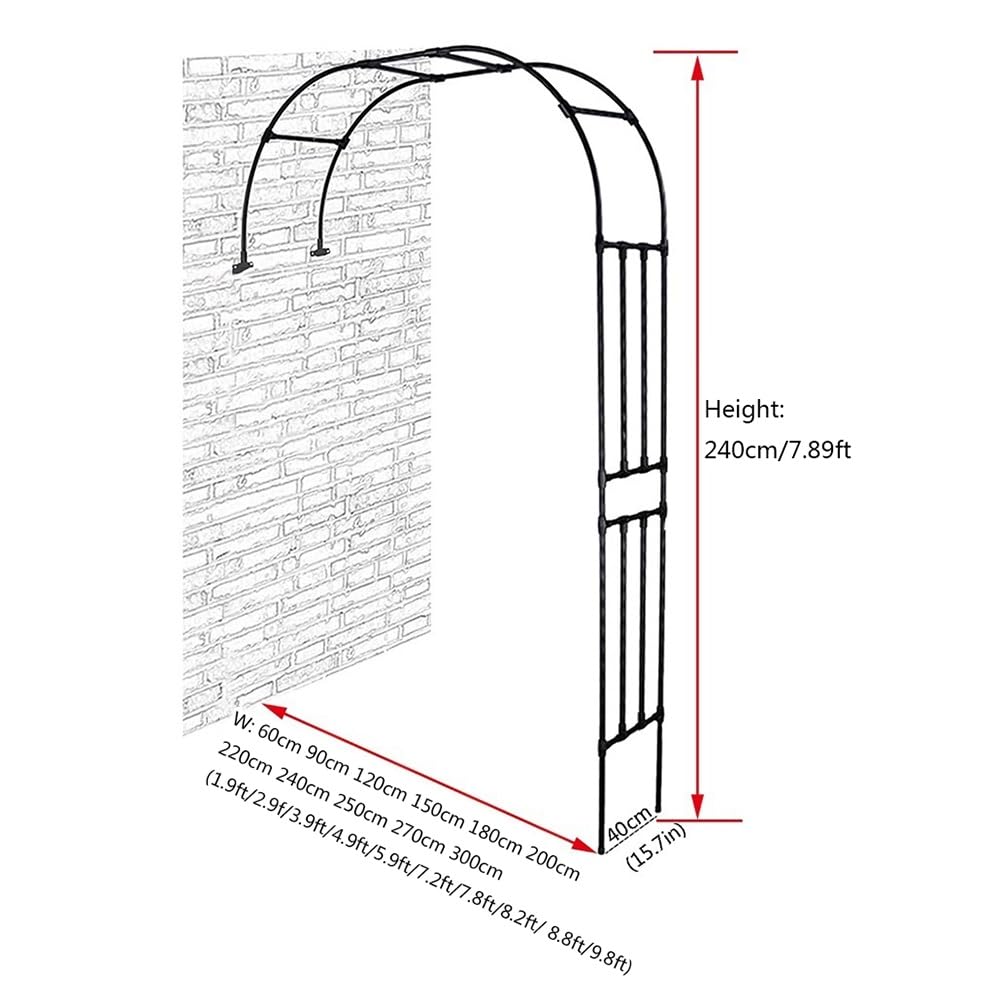 Weather-Resint Rosenbogen aus Metall, für Kletterpflanzen, halber Bogen, für den Außenbereich, 220–300 cm, Pera-Spalier, weiß, H für Rosen und Reben