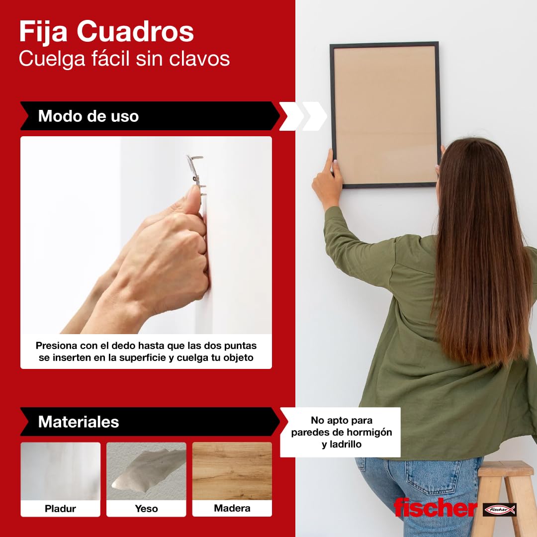 fischer Magneetklauw, snelle bevestiging zonder boren, met sterke neodymium kubusmagneten, herbruikbaar, voor magnetische bevestiging van posters, afbeeldingen, kaarten, enz