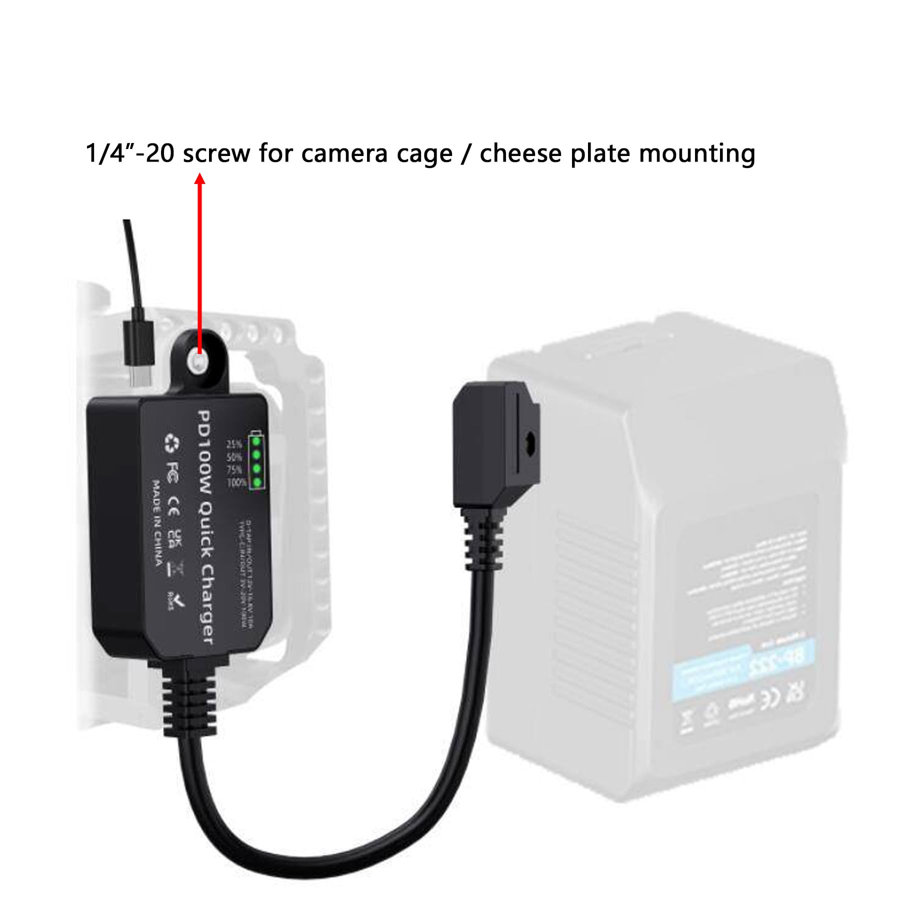 HangTon Zasilacz D-Tap na USB-C, PD 100 W 5/9/12/20 V do aparatu Canon Sony LUMIX, silnika ostrości, laptopa do telefonu, akumulatora V-Mount, dwukierunkowy