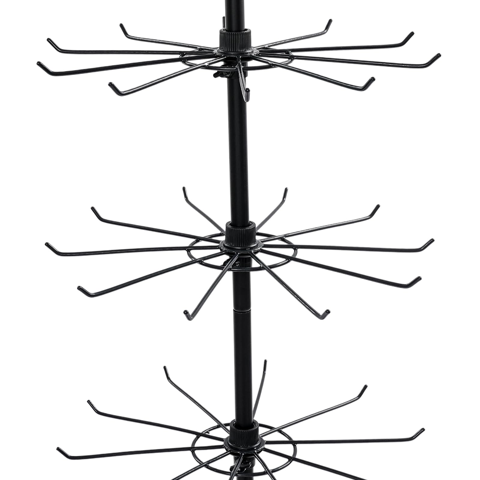 Jewelry Display Shelves stojak na biżuterię, metalowy organizer, 7 poziomów, 70 haczyków, kolor czarny, obracany o 360°, regulowany stojak sprzedażowy, stojak na wystawę, stojak na wystawę, 40 x 160
