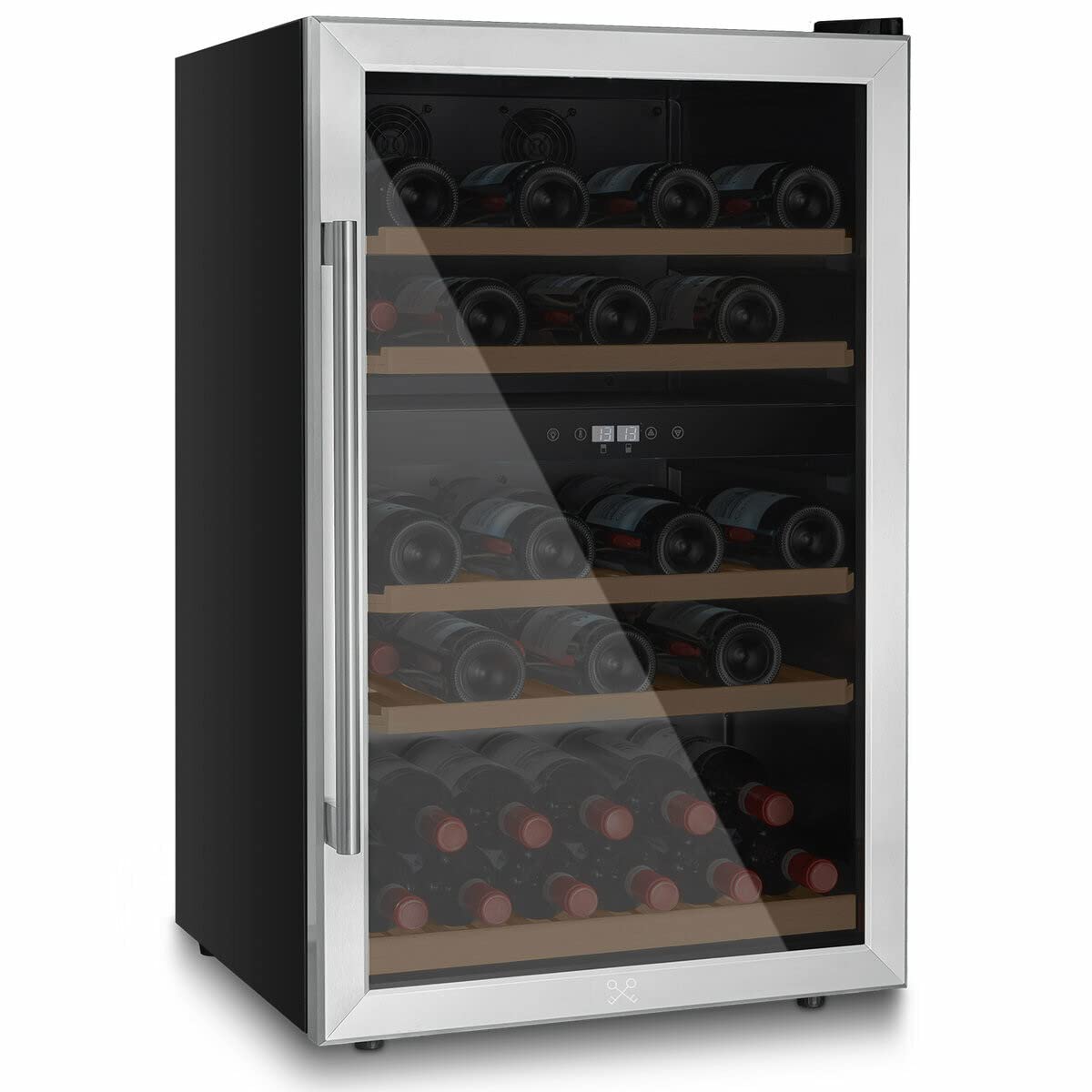 Les Petits Champs Cave à Vin 53 Bouteilles CAVCD53, Capacité 128L, 2 Zones de Température, Design Élégant en Acier Inoxydable, Réglage de Température de 5°C à 22°C, Anti-UV, LED