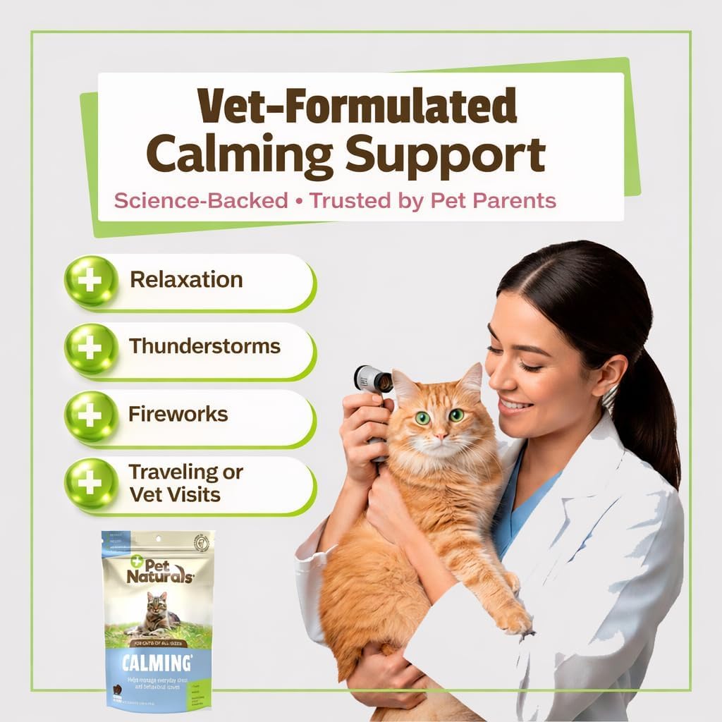 Pet Naturals Calming Chews for Cats, 30 Chicken Liver Flavored Soft Chews, Behavioral Support and Anxiety Relief for Travel, Boarding, Vet Visits and Thunderstorms, Non-Sedating Stress Relief - image 3