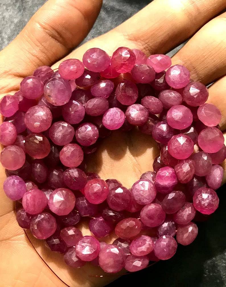Perles naturelles à facettes en saphir rose pour fabrication de bijoux collier et bracelet DIY