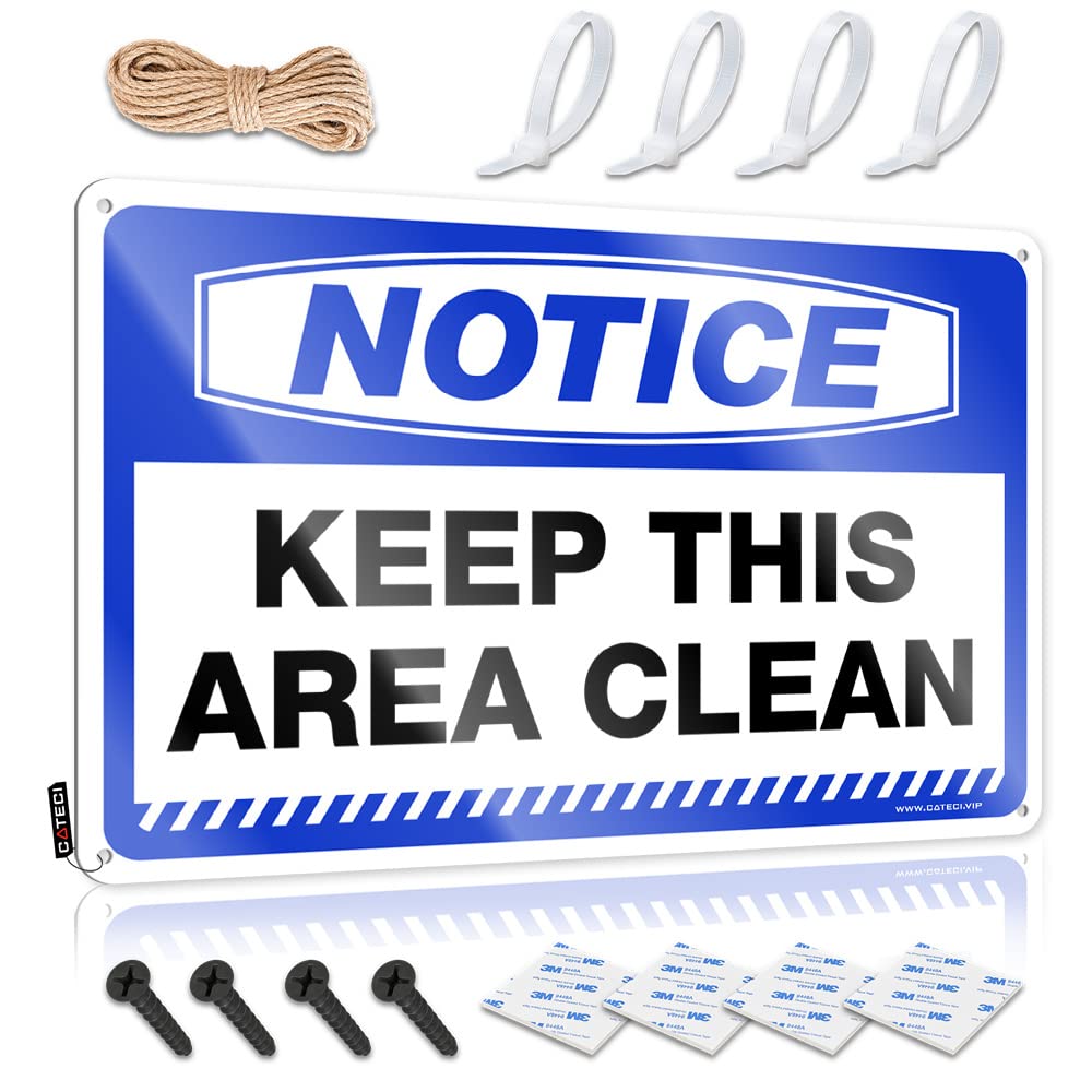 HELIOFORGE Sarcastic Signs Notice Keep This Area Clean Tin Sign Bar Posters Man Cave Decor And Accessories(30X40CM)