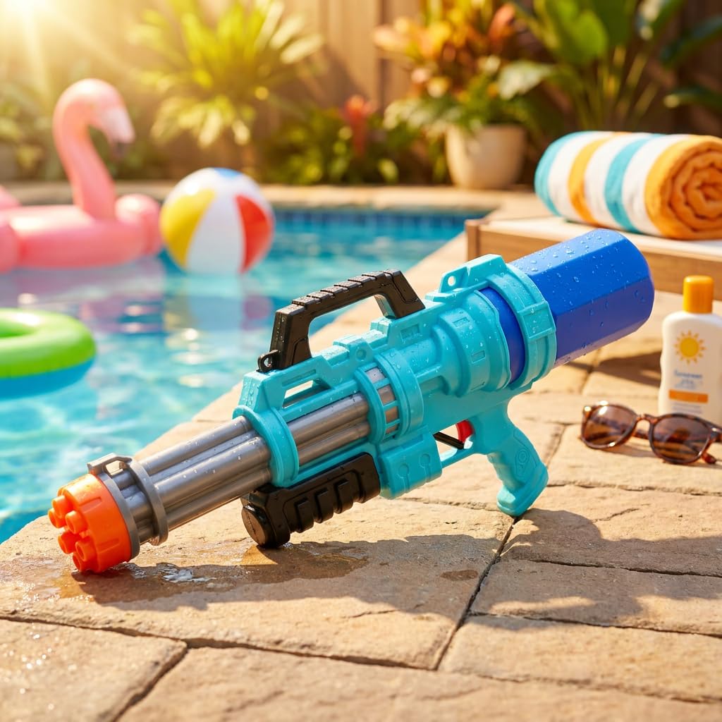 Pistola ad Acqua Potente Fucile ad Acqua a Lunga Distanza Water Gun Battle Capiente Per Adulti, Gioco Estivo Divertente Mare, Piscina, Parco, Mitra ad Acqua Ricarica Veloce