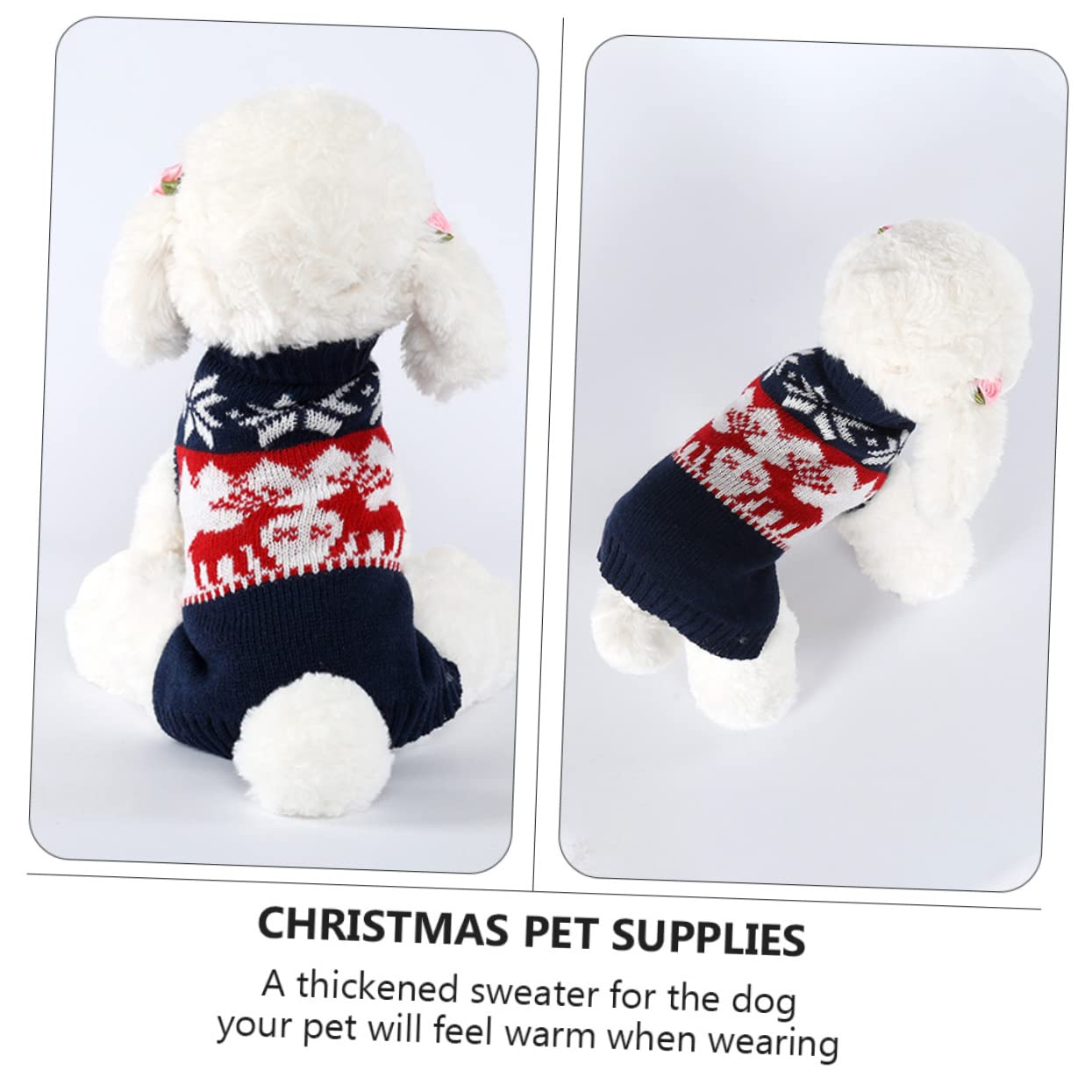 FRCOLOR 3pezzi Maglione Invernale Per Animali Con Motivo Renna Cappotto Caldo Per Cani e Gatti Per Festività Natalizie