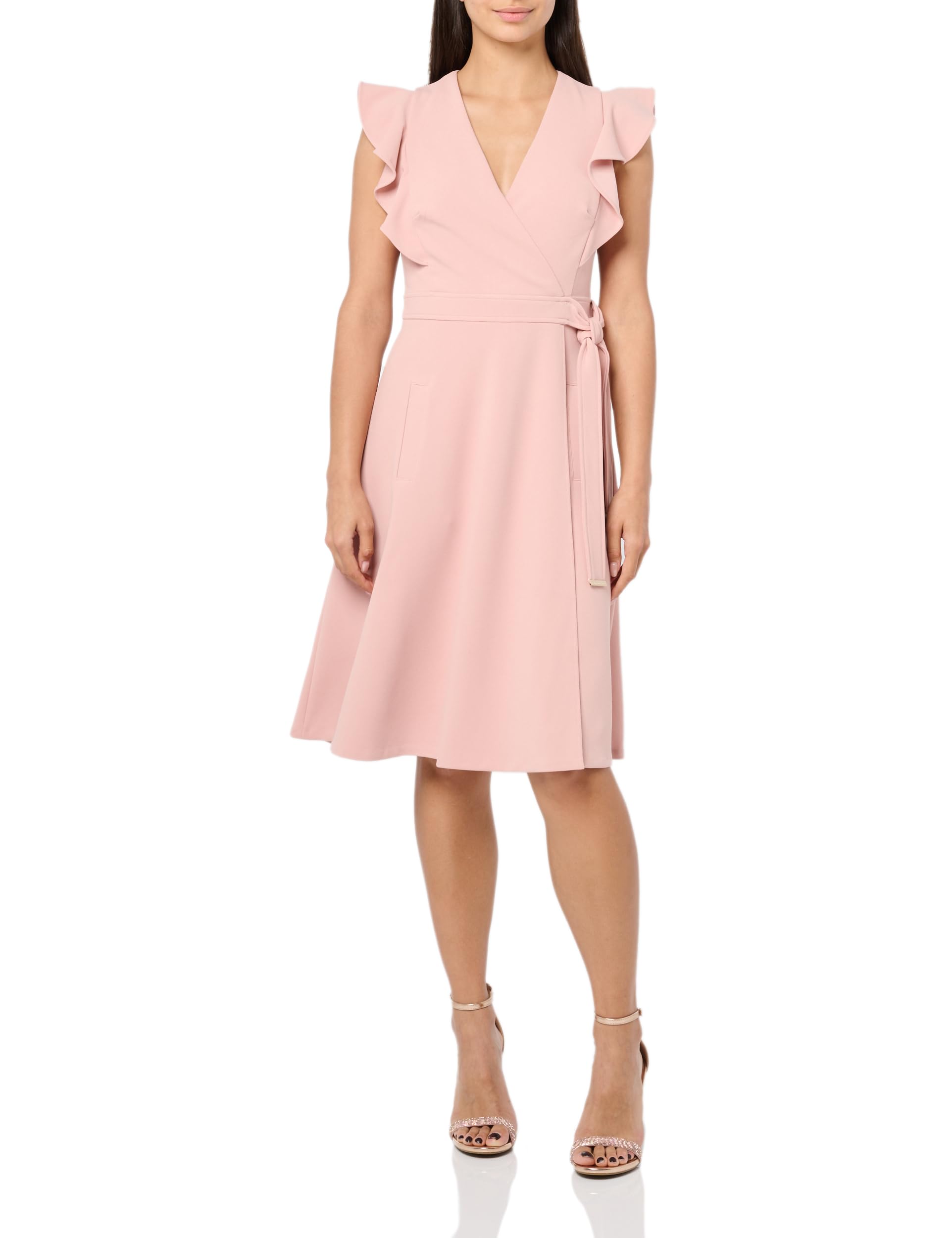 Robe fluide Tommy Hilfiger effet drapé avec manches volants pour silhouette affinée