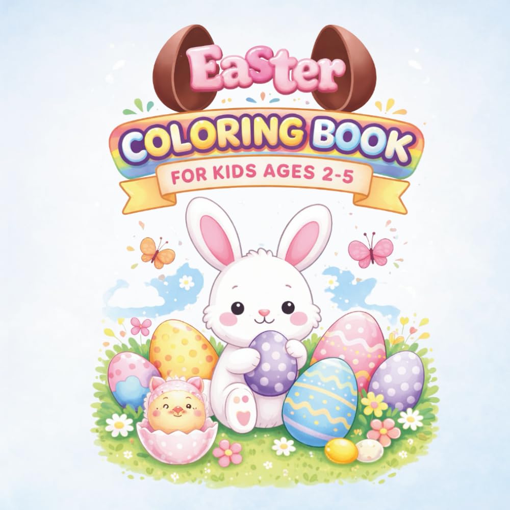 Easter Coloring Book For Kids Ages 2-5: Spring Pages with Bunnies Eggs for Toddlers Preschool Children