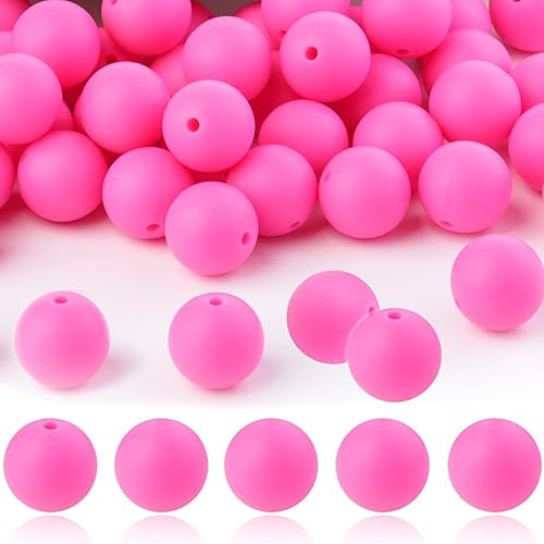 60 cuentas de silicona, cuentas de silicona de 0.59 pulgadas (0.591 in), cuentas redondas de goma a granel para hacer llaveros, cuentas focales de