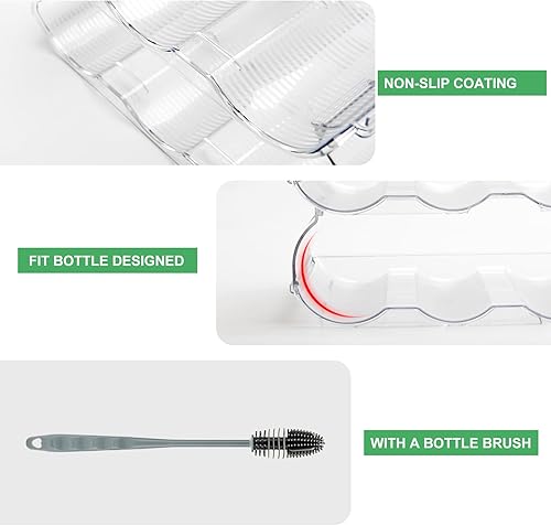 Miniatura 3 de Organizador de botellas de agua con cepillo para botellas, organizador apilable de botellas de agua para cocina, soporte para botellas de agua,