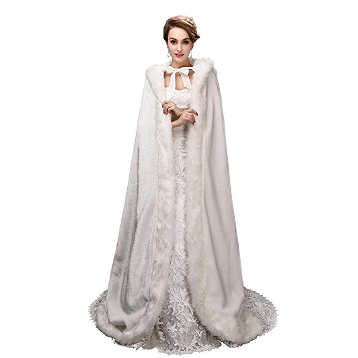 FOLOBEWomen's Cloak Winter Warm Party Cape Bolero Coat Top Long Faux Fur Shawl