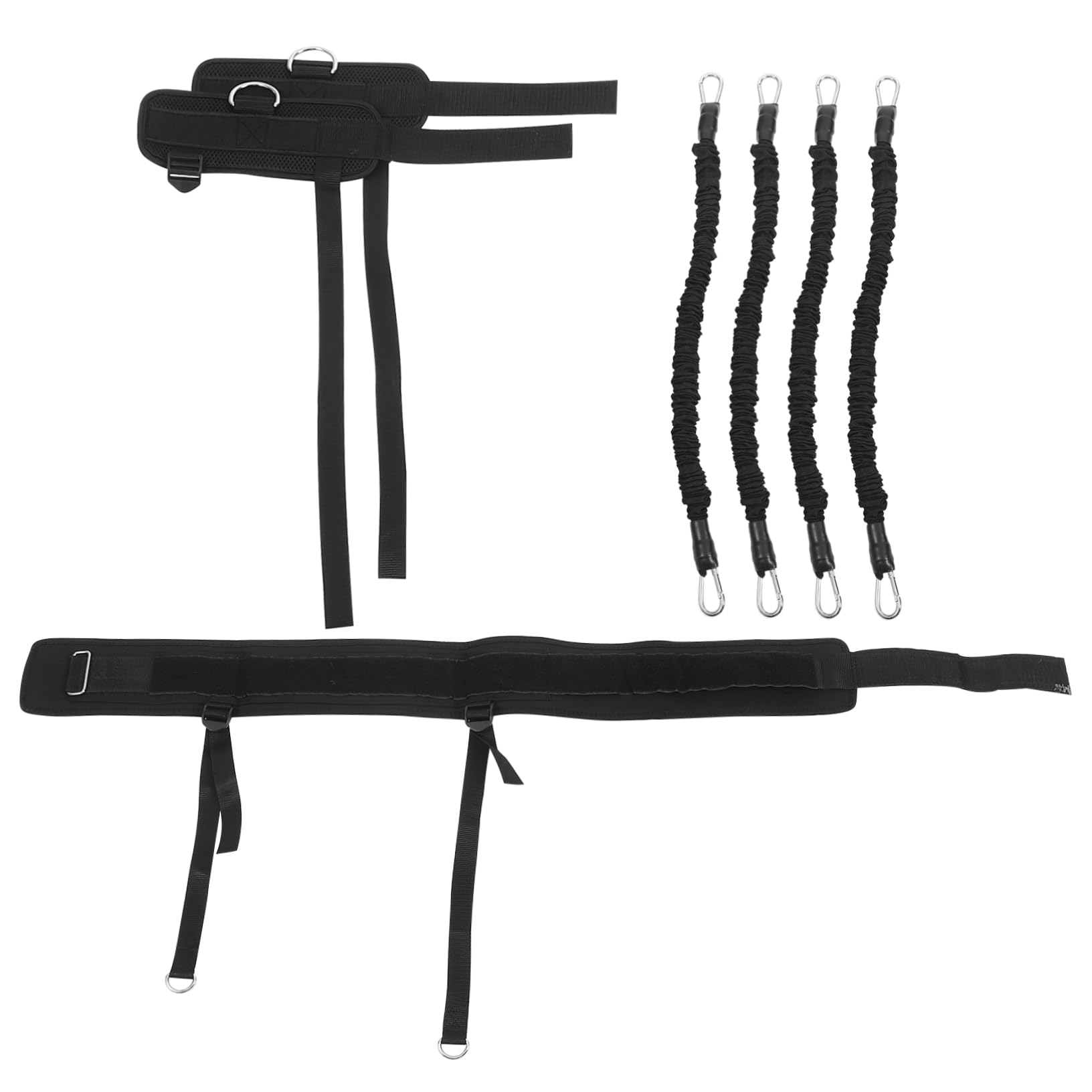 Set di Bande Elastiche di Resistenza Fitness per Allenamento | Cavigliere da Allenamento Portatili, Tessuto a Griglia Nero, per Casa e Vacanza