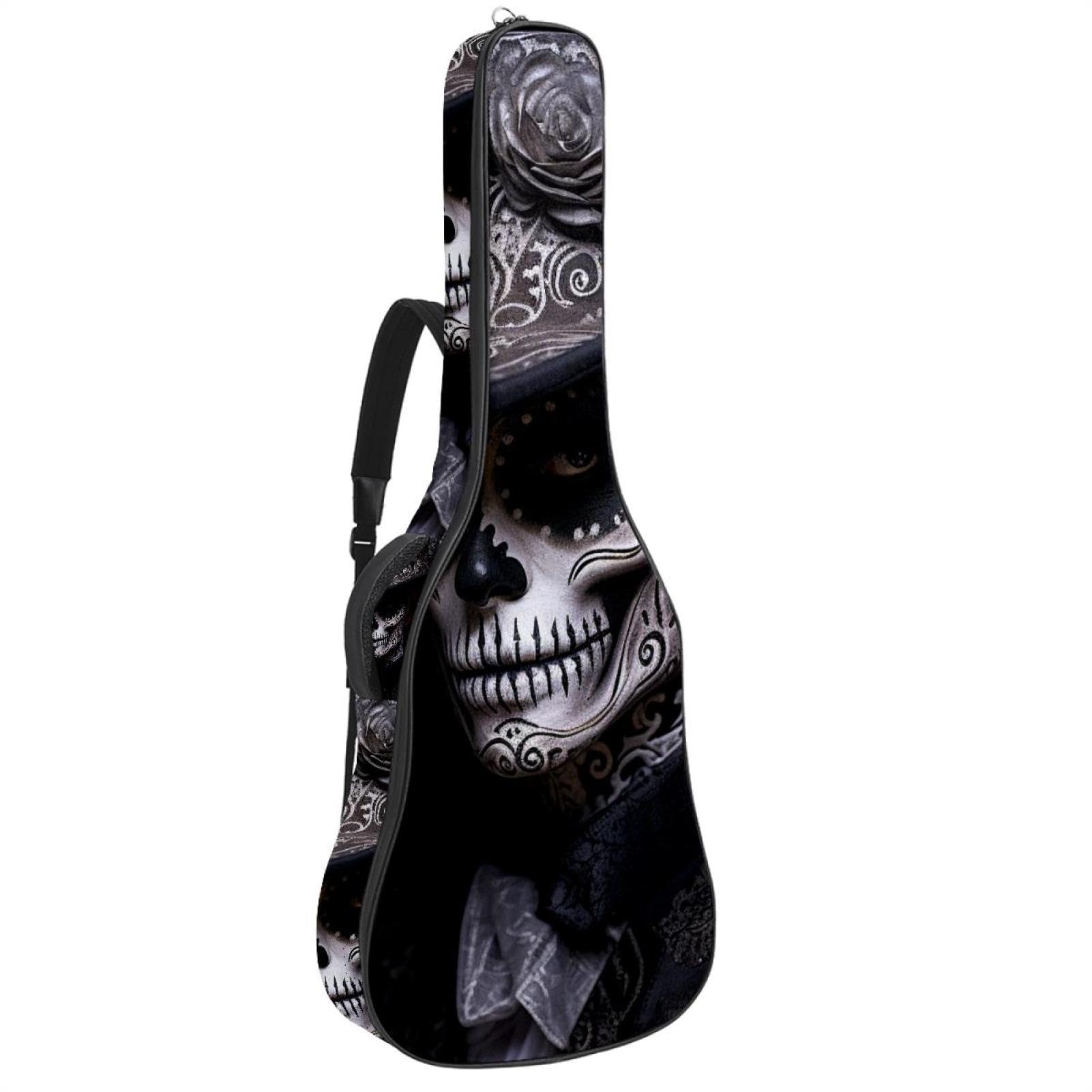 Sac de transport pour guitare basse de 101,6 cm, 104,3 cm, double bandoulière réglable, étui pour guitare acoustique, tissu Oxford imperméable, éponge épaisse, crâne d'Halloween 34, Tête de mort pour