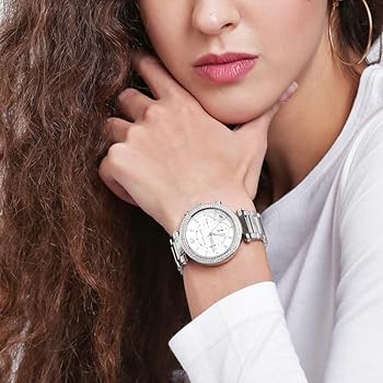 mk Michael Kors Parker Chronograph Silver-Tone Stainless Steel