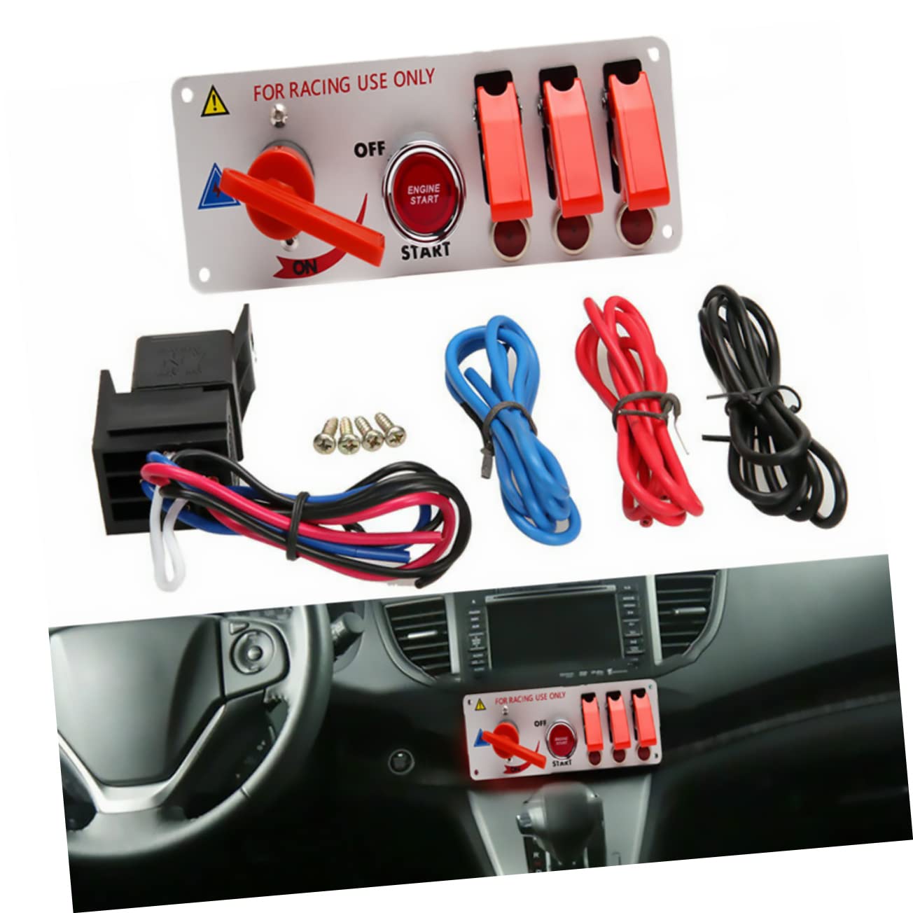 Ignition Switch Key for Racing Cars Engine Start Button Cover Auto Led Toggle Ignition Panel for Power Speediness