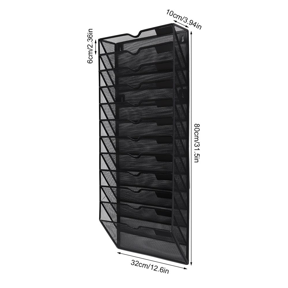 Titolare del file Scaffali espositivi for posta in metallo, portadocumenti tascabili da parete A4, portariviste a 12 livelli(Silver)