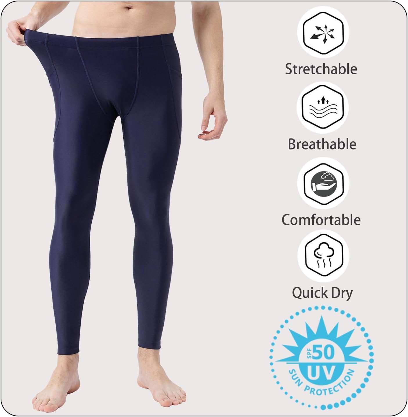 UPF 50+ Men's Surfing Leggings Sun Protection Swimming Pants - Image 5