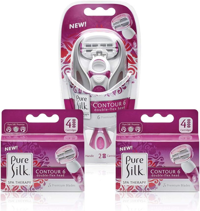 Amazon.com: Pure Silk Contour 6 Women's Razor & 10 Ct. Refill Set ...
