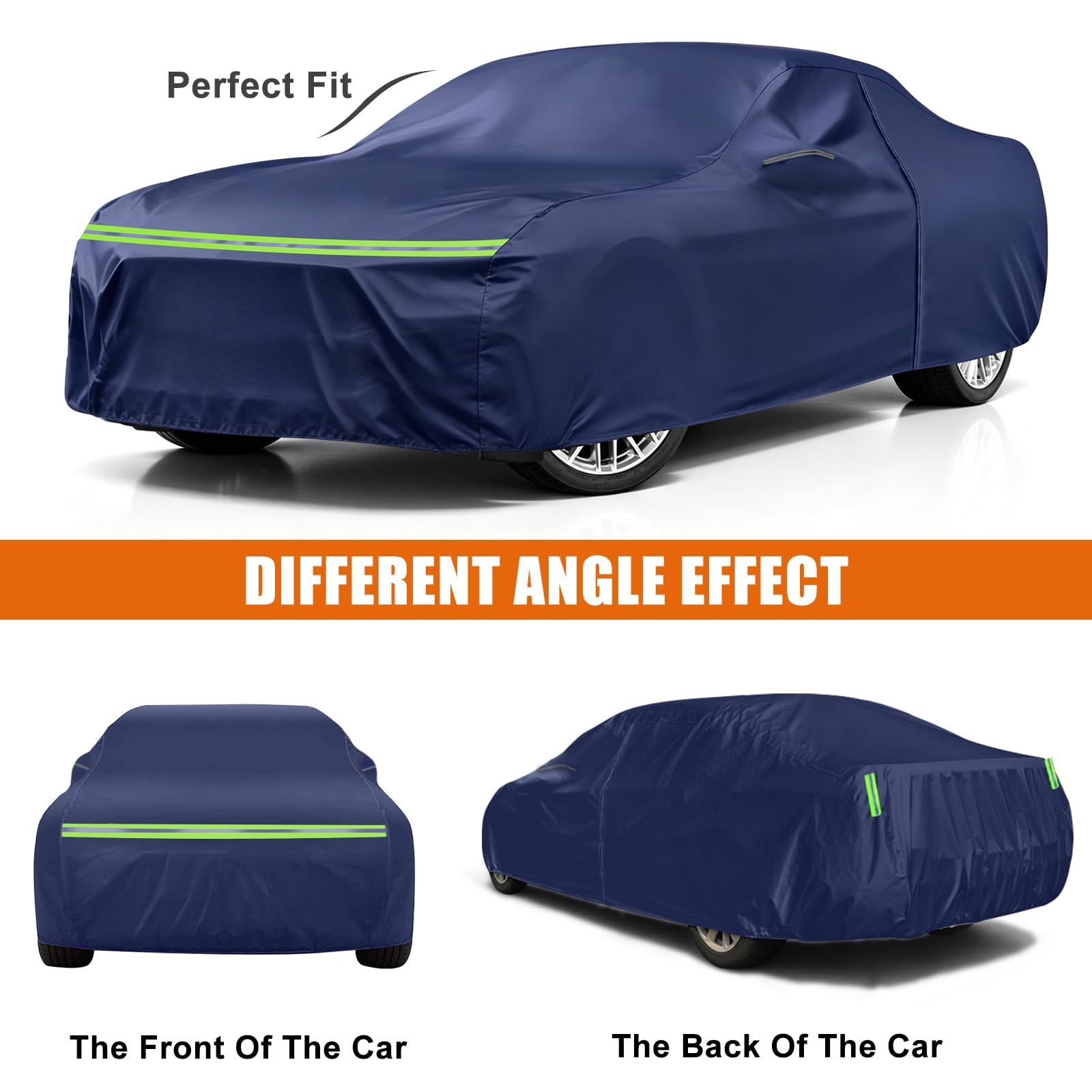 wasserdichte Autoabdeckung für Ford Mustang 2005-2026, Blau | Allwetter Vollgarage Autoplane Auto Abdeckplane Winter Sommer Garage Outdoor Abdeckung mit Winddichten Bändern