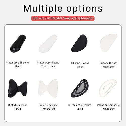 Miniatura 3 de 16 pares de almohadillas de silicona para la nariz, almohadillas de nariz de silicona suave contorneadas con adhesivo antideslizante con respaldo