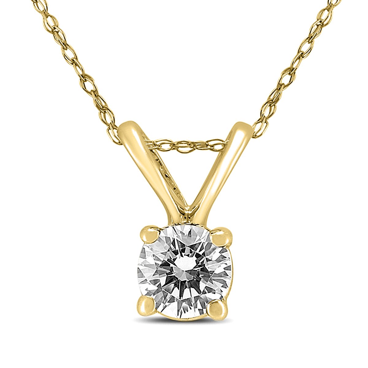Szul14K Yellow Gold 1/4 Carat Diamond Solitaire Pendant