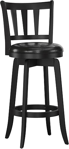 Hillsdale Presque Isle Taburete giratorio de madera con asiento de piel sintética, altura de barra, color negro Negro -,gris (Aged