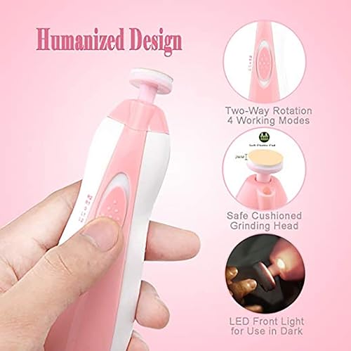 Miniatura 7 de Recortador de uñas para bebé, lima de uñas segura para bebés, cortaúñas eléctrico para recién nacidos, niños pequeños, rosa, rosa
