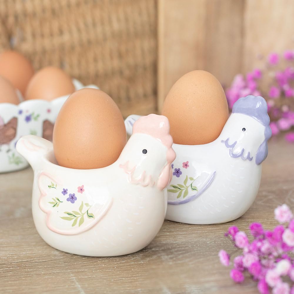Something Different Wholesale Set Of 2 Hen Shaped Egg Cups | Novelty Kitchen Breakfast Tool