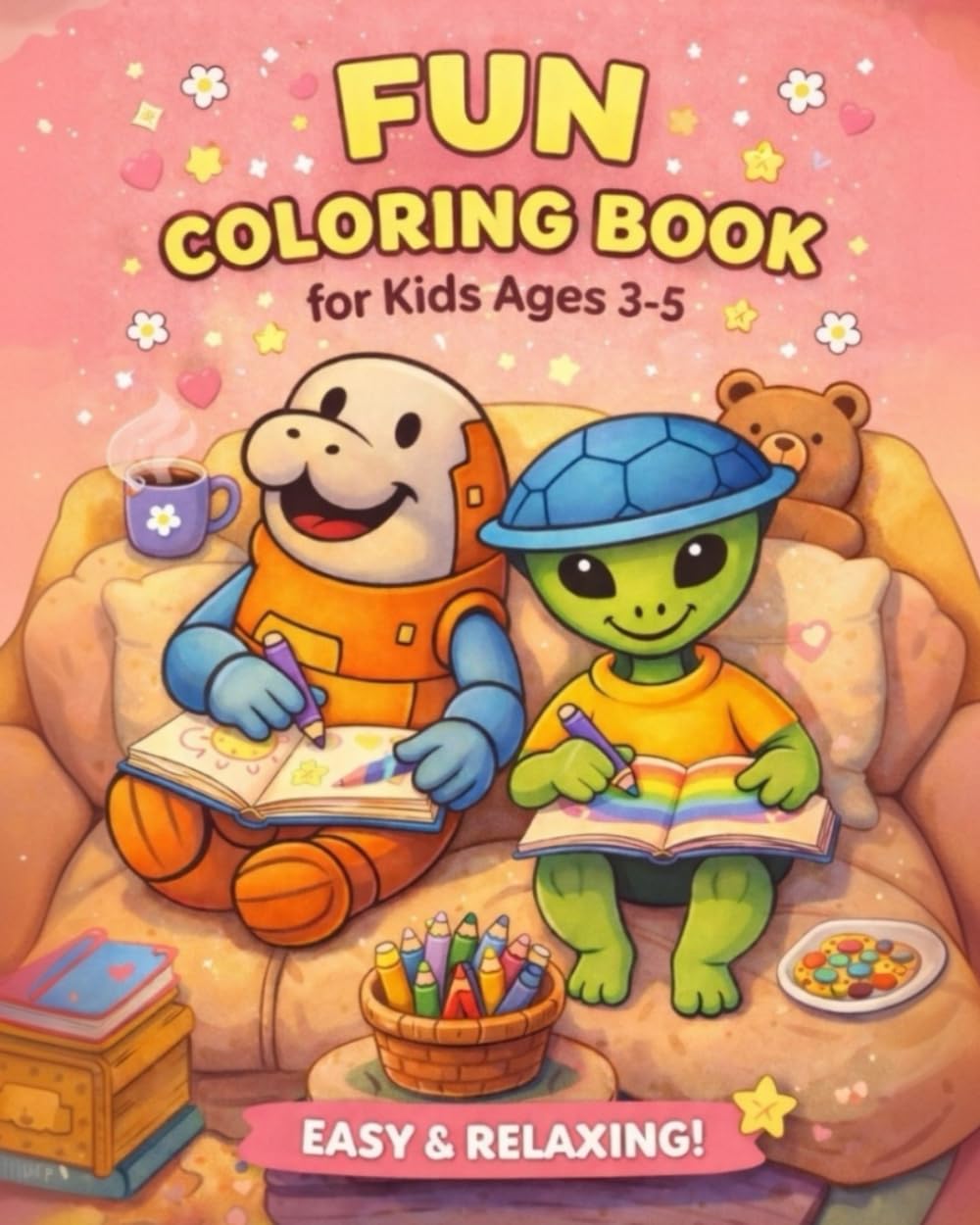 Easy Coloring Book for Kids Ages 3-5: Big & Simple Designs for Relaxing Fun