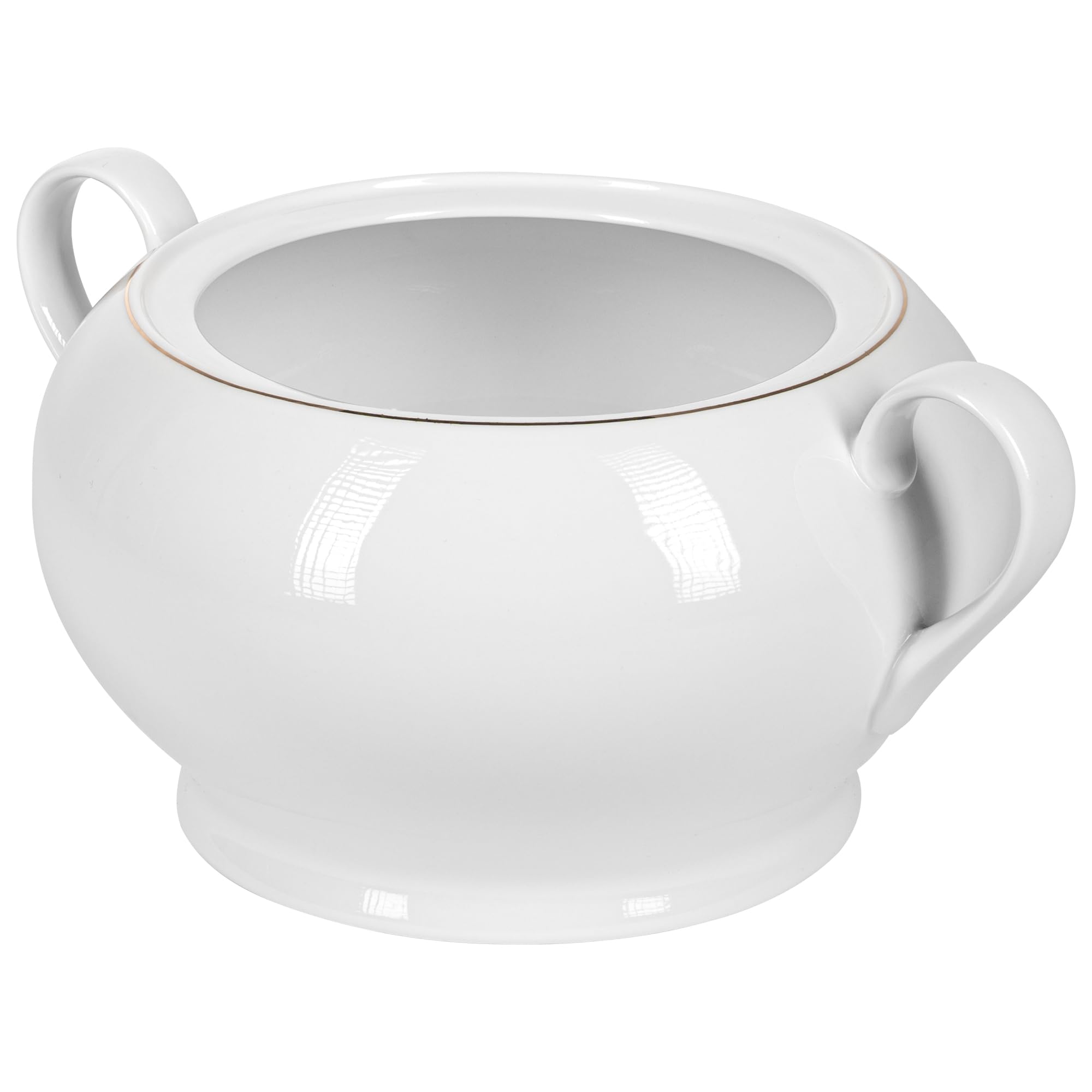 Waza do Zupy Porcelanowa 3 L, Ręcznie Malowany Złoty Pasek