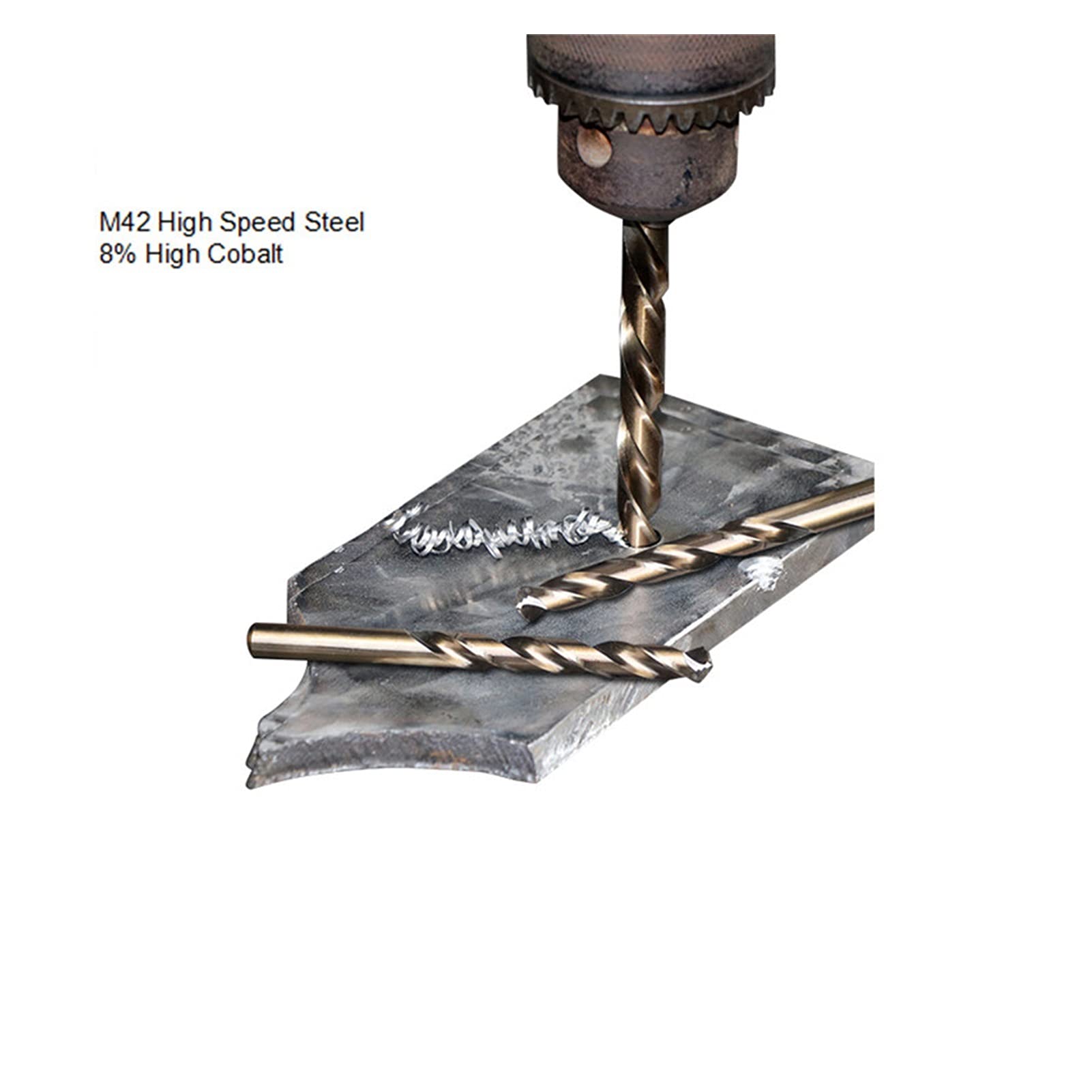 Cortador de fresado de superficie M42 HSS-CO Twist Bit Bit Bit Set, Cabeza de 3 cuchillas 8% High Cobalt Drivencia de broca 68-70 HRC, usada para la perforación de metal de madera de acero inoxidable
