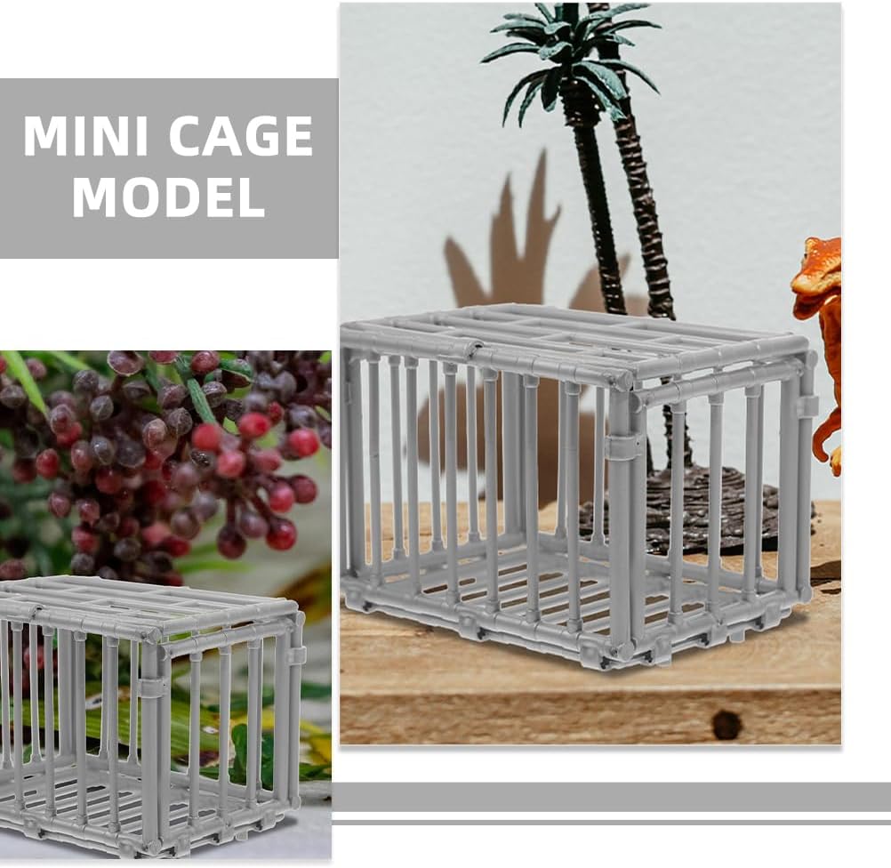 TOYANDONA 2pcs Mini Cage Model Miniature Plastic Animal Cage Fence Model for Dollhouse Micro Landscape Accessories
