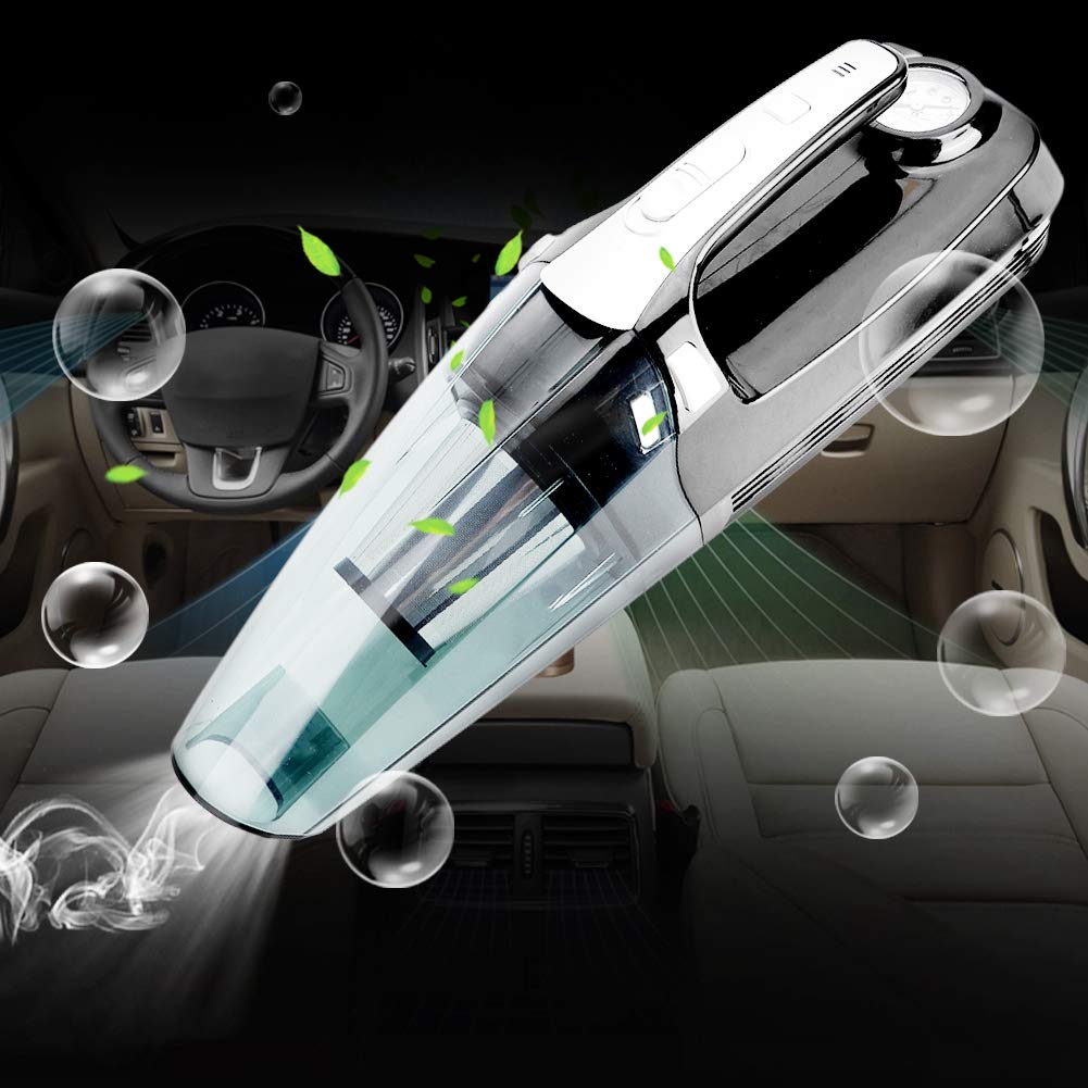 Akozon Aspirador de Coche Inalámbrico Portátil Bomba de Aire para Uso Dual Seco Húmedo - Diseño 2 en 1 - Ergonómico y Ligero - Potencia de Succión 4000pa - Recargable - 12V