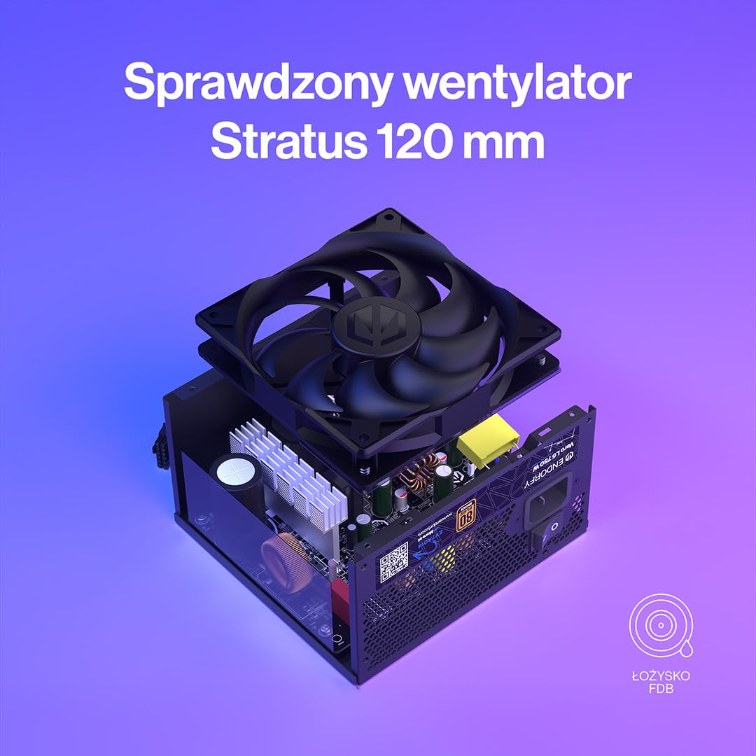 ENDORFY Vero L6 750W ATX 3.1 zasilacz 80 PLUS Bronze, Cybenetics Silver, PCIe 5.1, 12V 2x6 600W, Stratus 120 mm, PSU do PC Gaming, 750 W