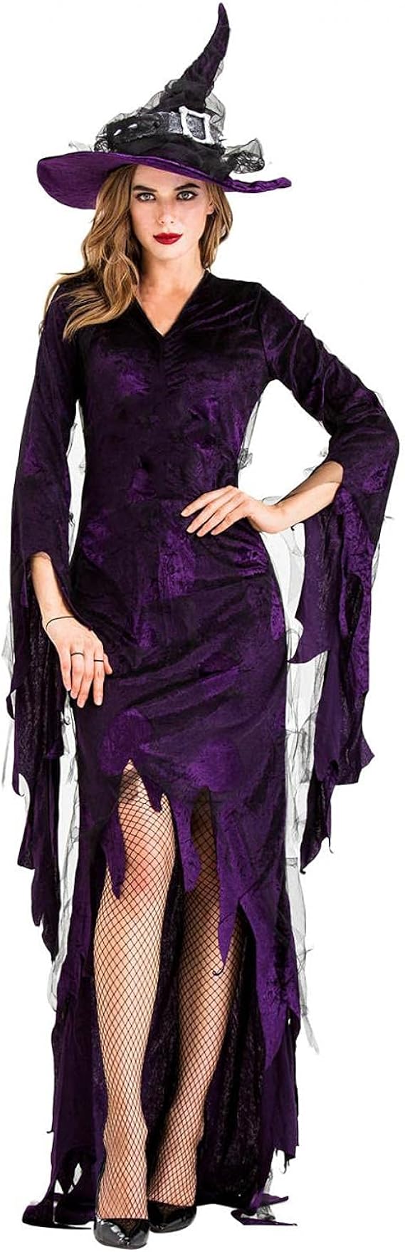 Amazon Co Jp Zaveiop ワンピース ハロウィン レディース パーティードレス セクシー シフォン 清楚 着痩せ フレアースリーブ ステージ衣装 死神 Vネック 魔女 ダンス 余興 ハロウィン仮装暗黒 吸血鬼ゴシック風 ハロウィンパーティー 貴族ドレス復古風 ホビー