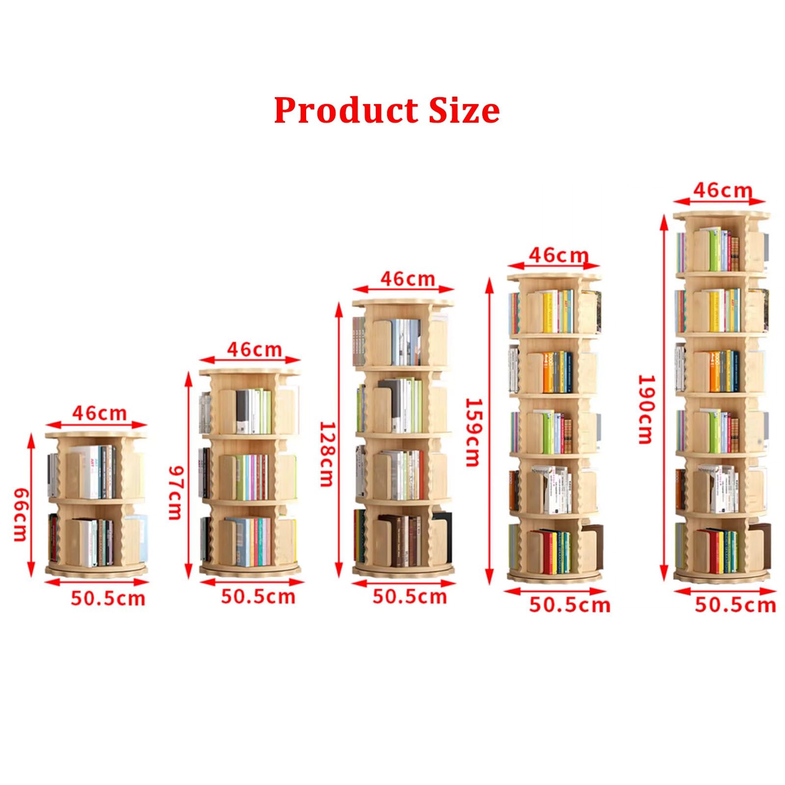 Estantería Infantil giratoria de 360° de Madera Maciza con múltiples Capas para Libros y revistas Guardar Libros ilustrados Infantiles. Tamaño S: 50,5 x 50