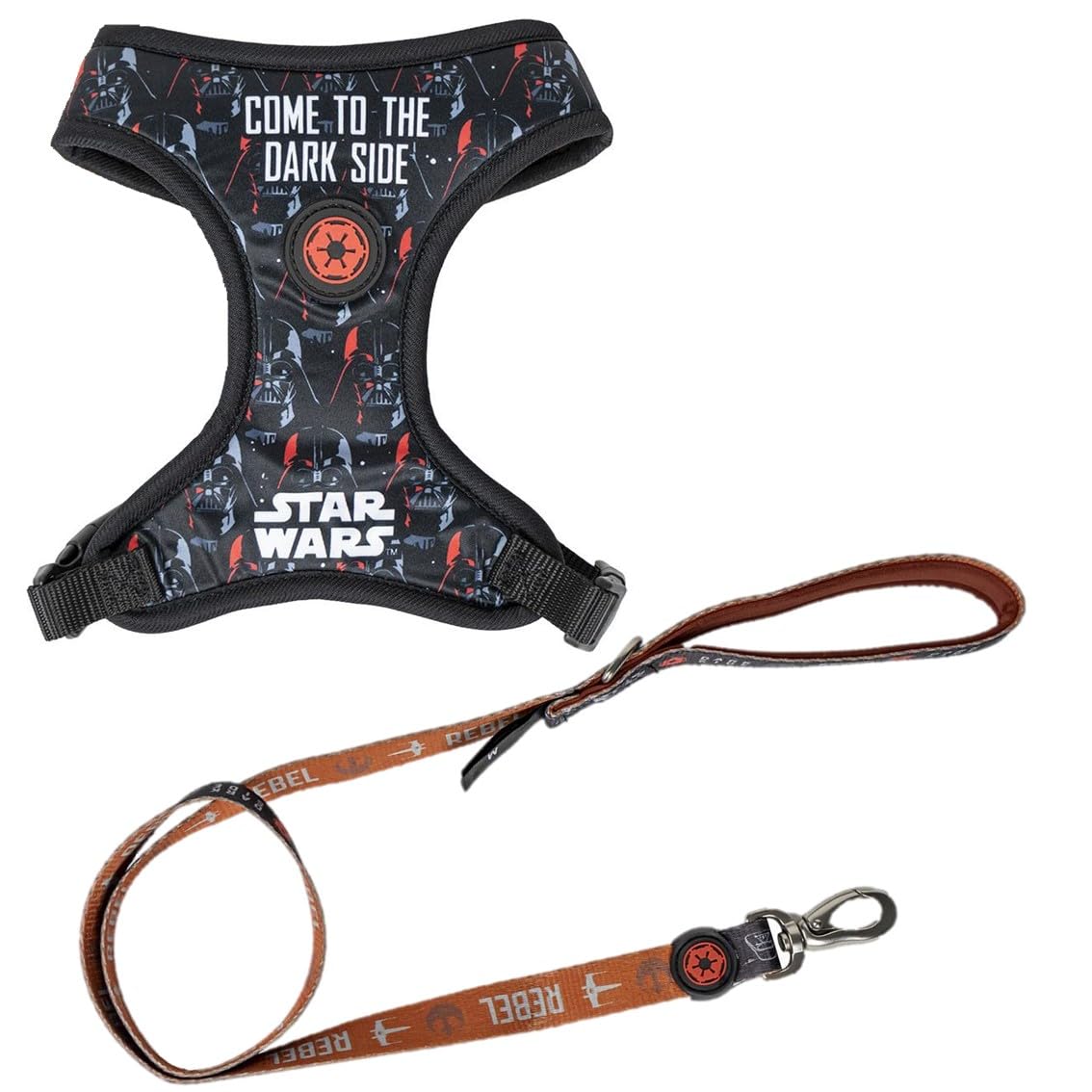 Set Correa + Arnés Reversible para Perro - Diseño de Star Wars - Talla XS/S - Interior Transpirable y Confortable - Doble Capa de Nylon - Producto Original