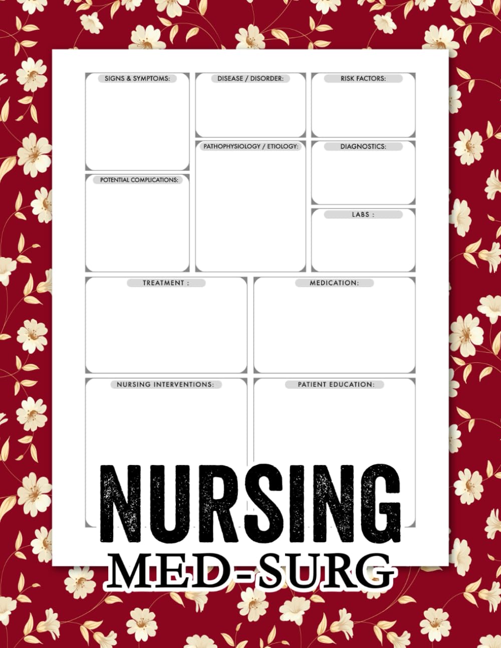 Nursing Med-Surg: Perfect Blank Template for Streamlined Medical Surgical Nursing Record, Med Surg nursing book template and Notes Keeping 8,5" x 11" Blank Template Notebook