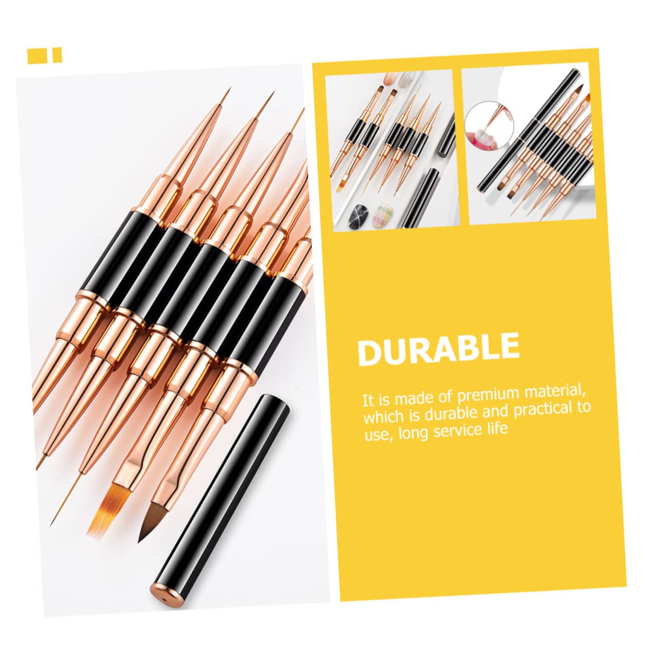 10pcs Nail Art Liner Brush Dual- Nail Drawing Pens for Designs Portable for Home and Salon Use Finish