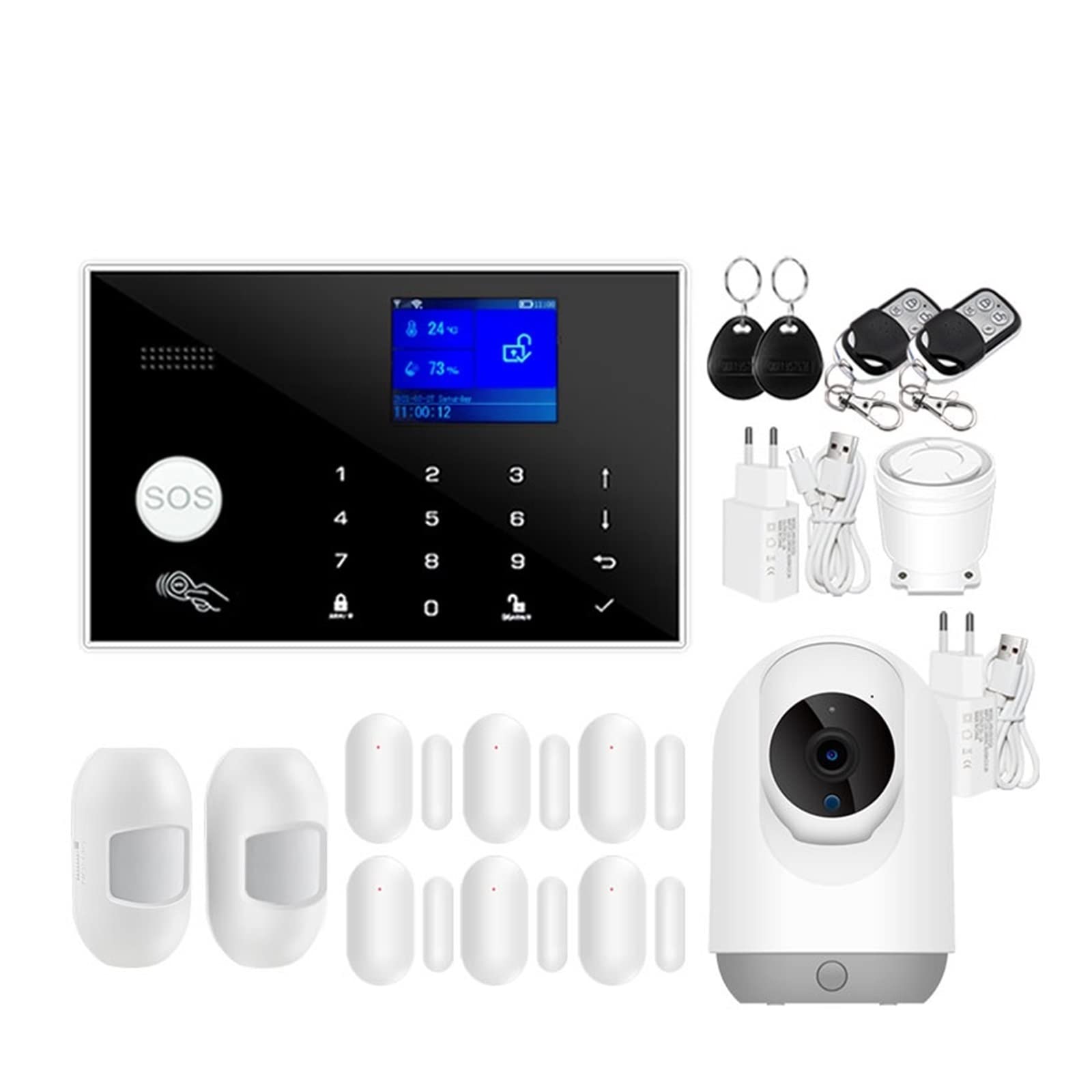 CUDTAPI Tuya GSM Home Security Alarm System Support Network Temperature Humidity Smart Kit(Option L)