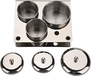 3pcs Nail Art Equipment Cup Bowls Dappen Dish Liquid Powder Holder Container, Professional Stainless Steel Storage Box, Powder & Liquid Set Cans With Lids & Nail Brush Holder Nail Art Tool Acrylic Nail Tool for Powder Pigment Decoration Manicure Tool Storage