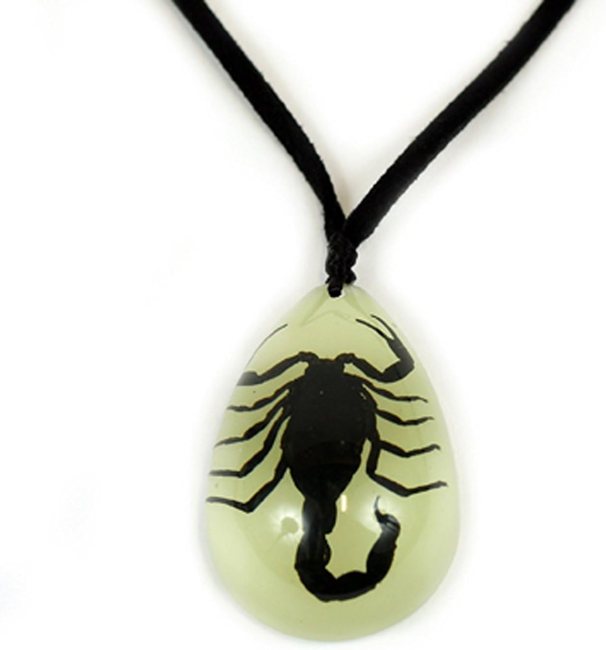Black Scorpion Necklace, Glow in The Dark, Leather