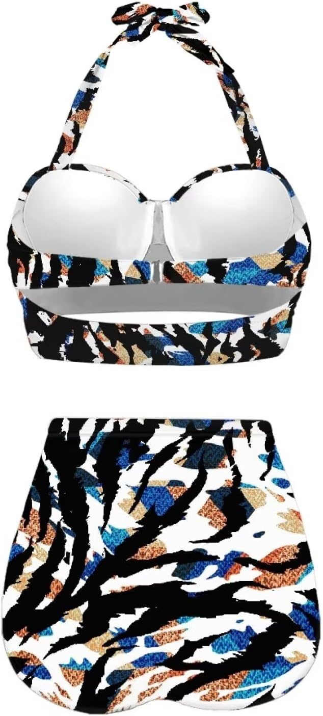 Suobstales Womens Summer Bikini Set High Waisted Swimsuits Fashion Design Two Piece Bathing Suits Tummy Control Swimwear