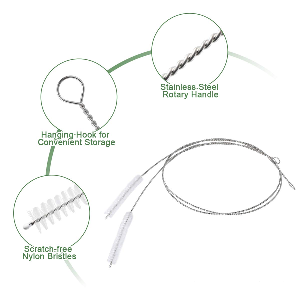 Feeding Tube Brush,AIEVE 6Pcs 32 Inch G Tube Cleaning Brush Peg Tube Cleaning Brush Stainless