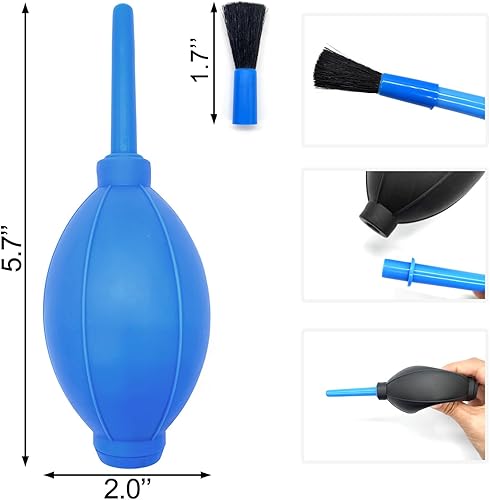 Miniatura 6 de 2 piezas soplador de aire con cepillo suave bomba de goma manual bomba de aire soplador de polvo limpiador para cámara microscopios telescopio