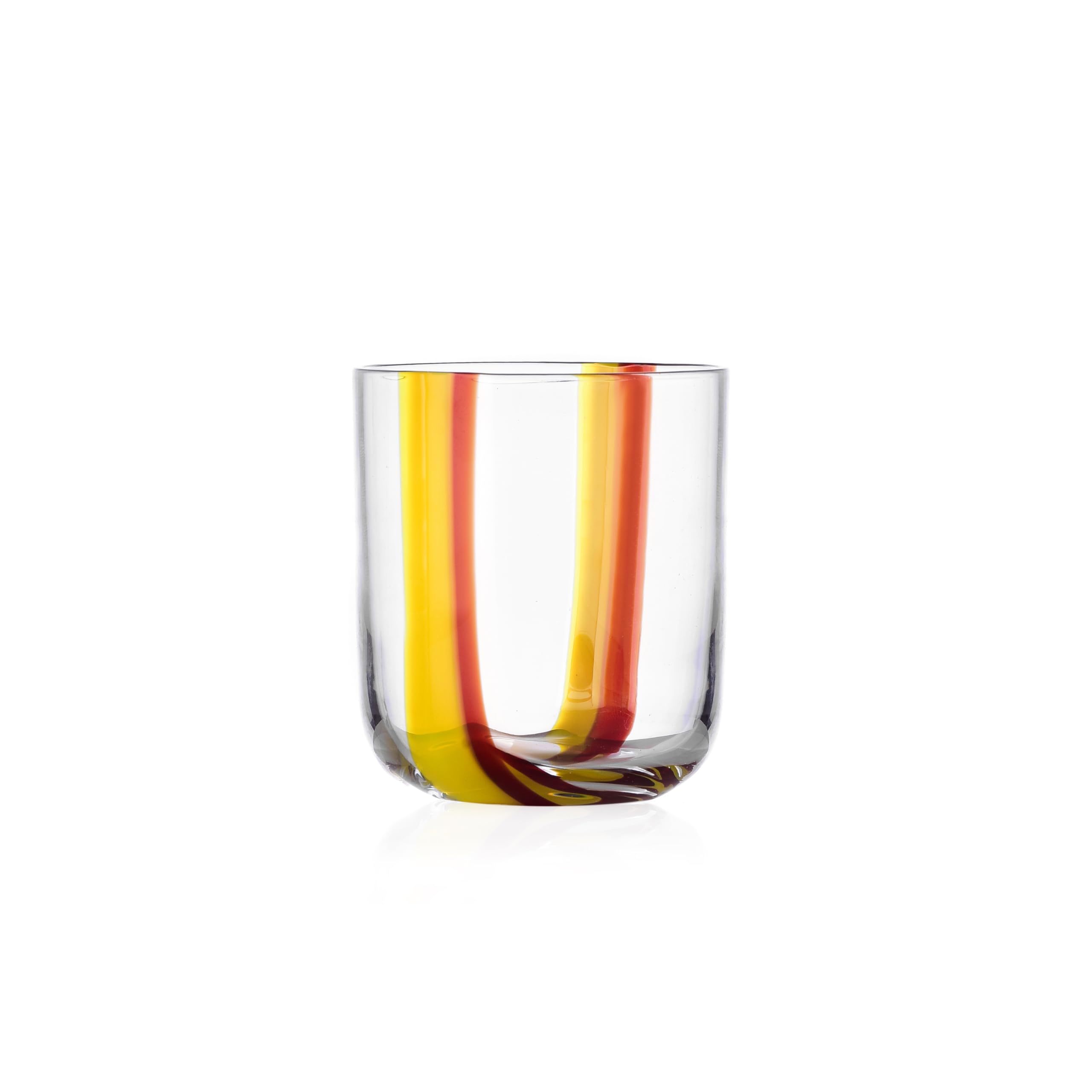 Ichendorf Milano Tumbler, Yellow and Bordeaux U, Gesti Collection, 35 cl, Mouth-Blown Glass, Hand Finished