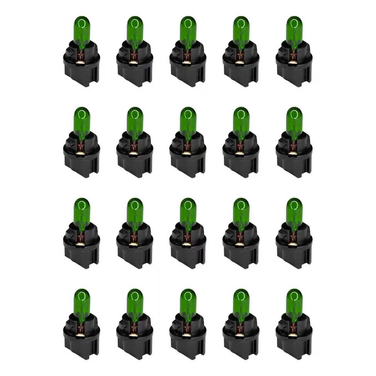 20PCS T5 17 57 86 Halogen Instrument Cluster Bulbs Kits, 12V Dash Light for Car Interior, Automotive Replacement Gauge Cluster Panel Bulb with T5 Sockets, Universal Lighting Accessories（Green
